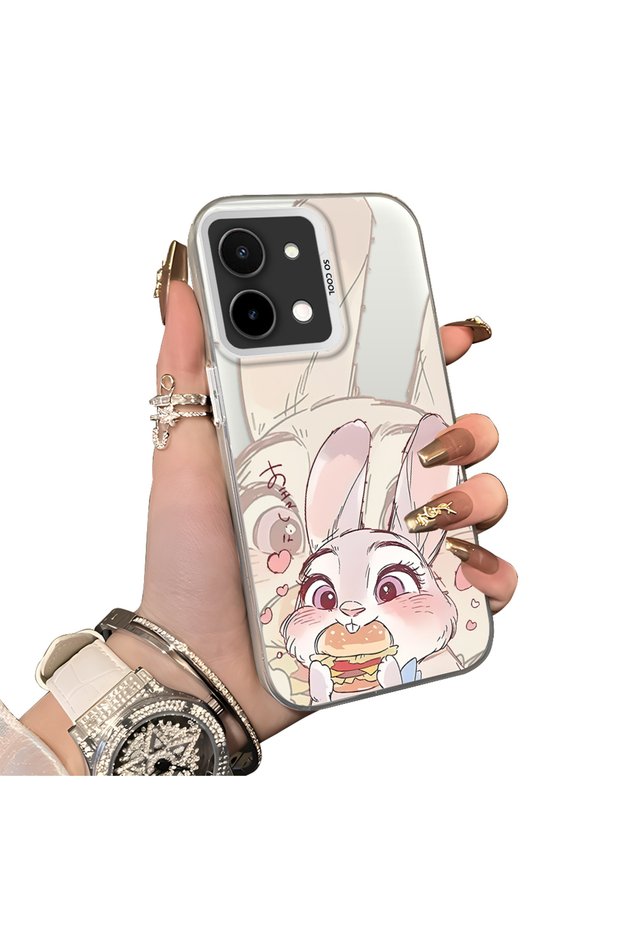Vivo Y28 4g Compatible Hard Acrylic Back Silicone Edge Lens Protection Double Case