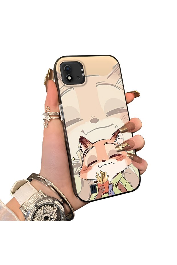 Realme C20/C20A Compatible Hard Acrylic Back Silicone Edge Lens Protection Double Case