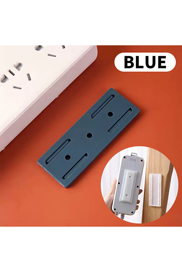1pc BLUE Toocki Self-Adhesive Power Socket Strip Fixator Wall Mounted Self Adhesive Punch Free Row P