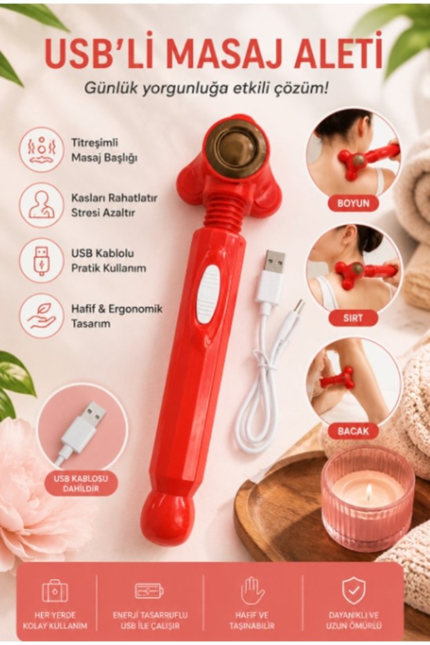 Sy-308 USB Wired 3-Head Handheld Massager – Neck, Back, Waist, and Body Massage