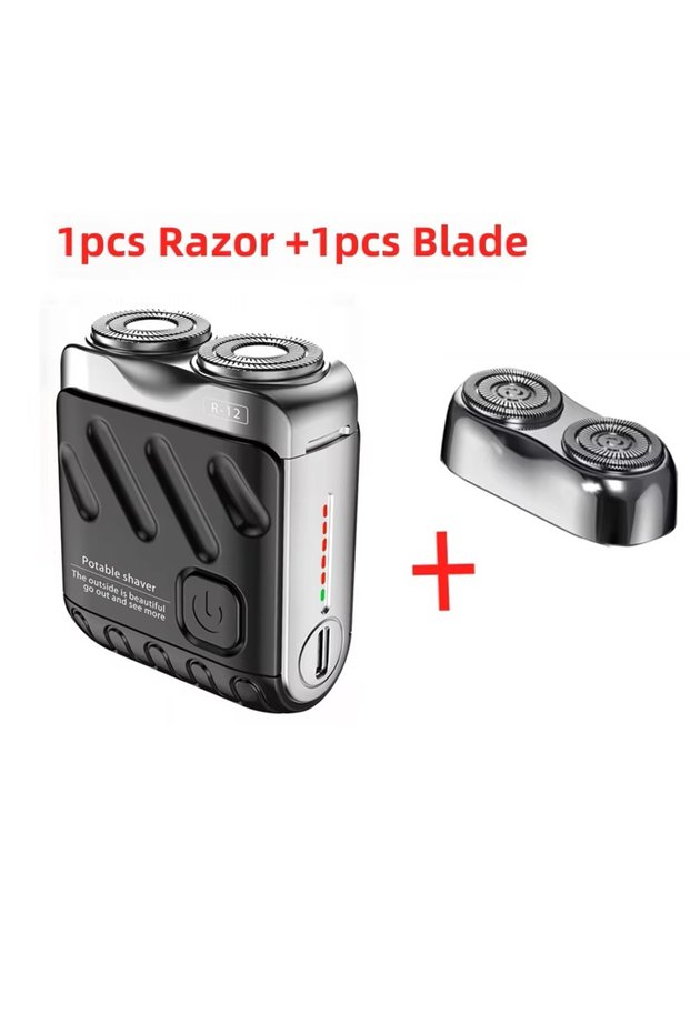 black and blade Mini Electric Shaver Dual Head Waterproof Type-C Rechargeable Shaver Travel Rotary R