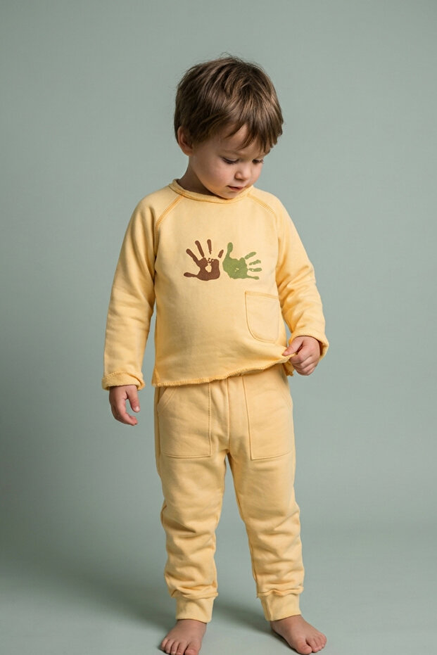 Boy's Hand-Printed Pocket Jogger Tracksuit Set
