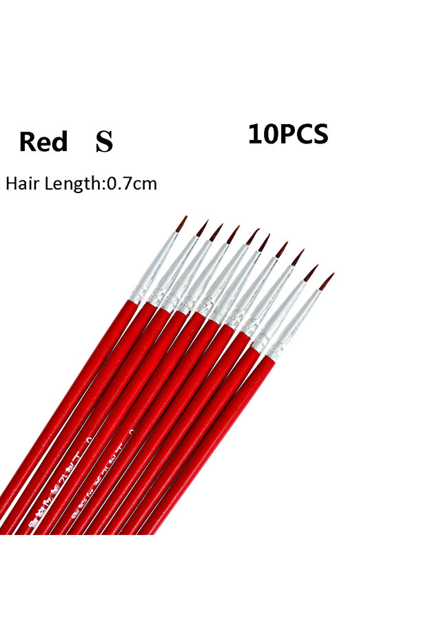 10pcs Red S 10pcs 0.7/1.1/1.5cm Fine Hand Painted Thin Hook Line Pen Art Supplies Drawing Art Pen Pa