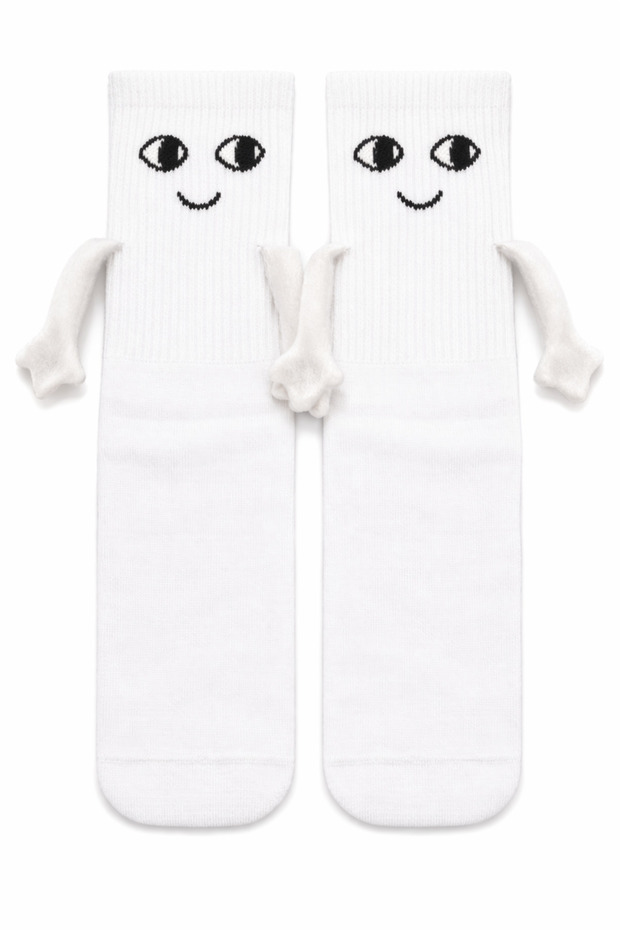 White Unisex Socks Holding Hands