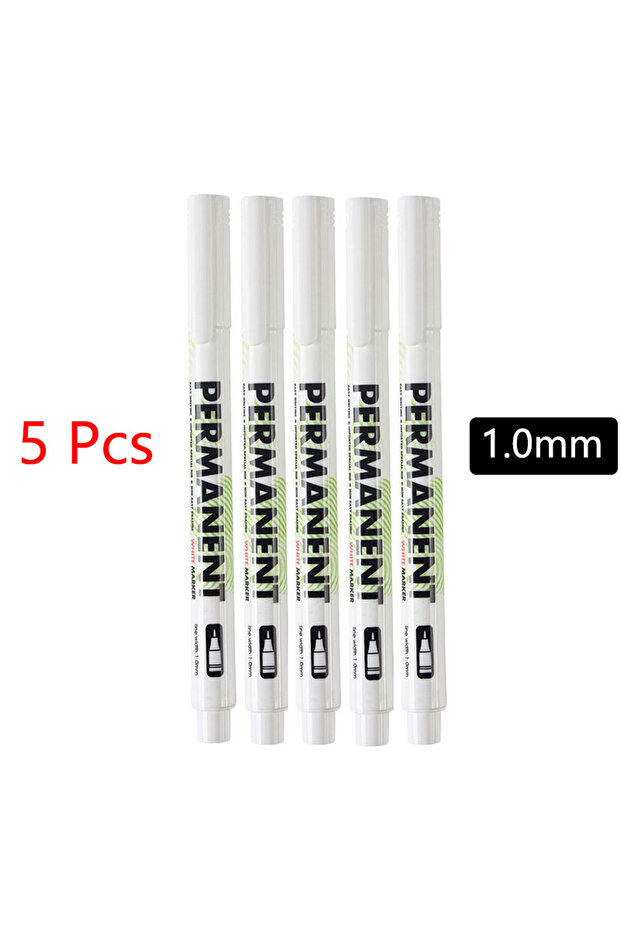 5 pcs 1.0mm White Marker Pens set Oily Waterproof White Gel Pen DIY Graffiti Sketching Marker Statio