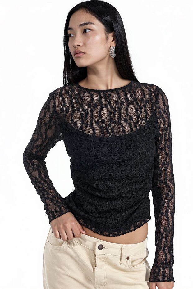 Busem Women's Slim Fit Lace Blouse