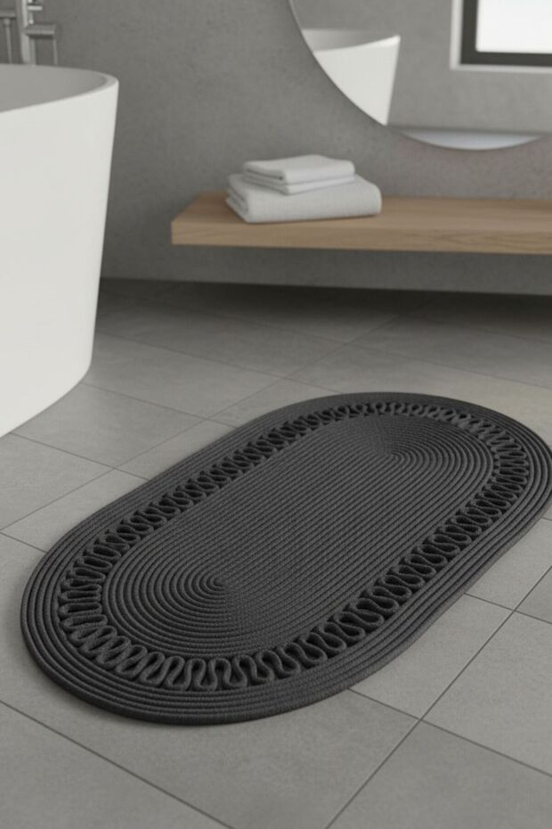Oval Bath Mat | Washable Modern Floor Mat | 5 Color Options | 60X100 cm
