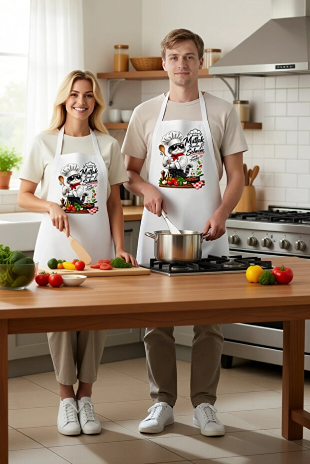 Women's Chef Apron Cartoon Cat Printed Kitchen Themed Unisex Comfortable Cut Daily Use Modern