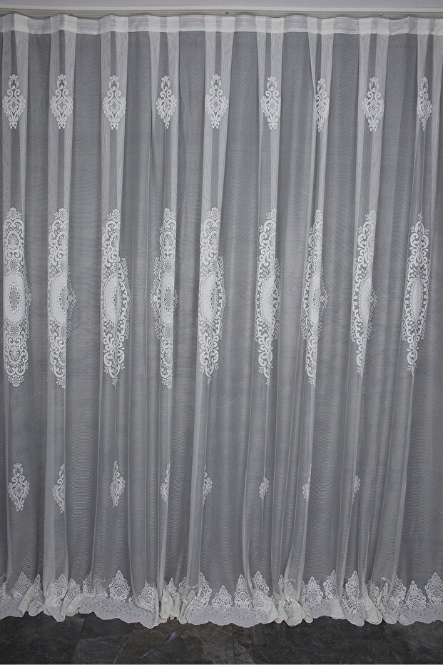 Kdk 2680 Pattern Cream Color Single Wing Ready-Made Pleated Background Curtain 300*260 cm