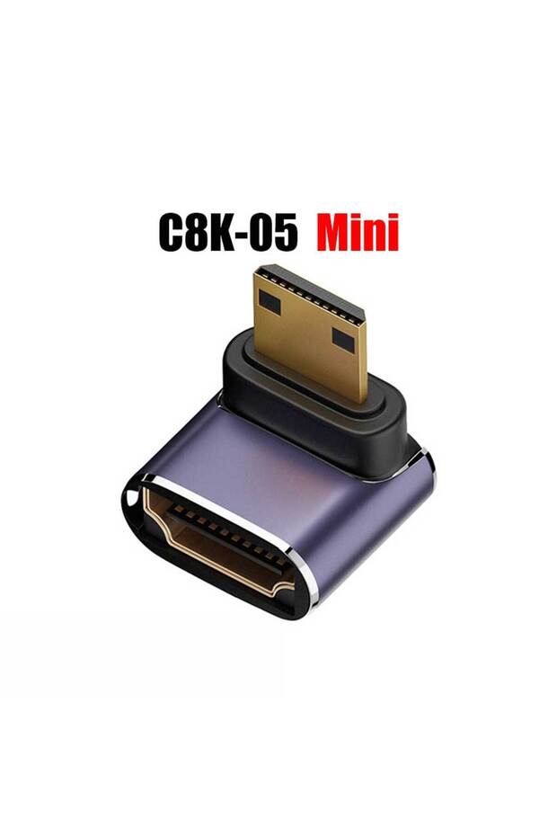 موصل محول متوافق مع HDMI C8K05 بدقة 8K وتردد 60 هرتز، موصل متوافق مع HDMI صغير جدًا بزاوية قائمة 90 درجة