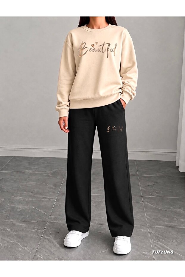 Beautiful Printed Women's Tube-Collar Bottom/Up Trouser Track Suit Set