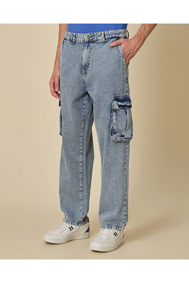 Men Blue Relax Cargo Jeans
