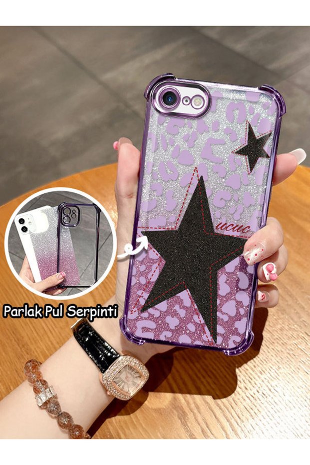 iPhone 7/8/Se 2020 2022 Compatible Transparent Four Corner Silicone Coated Glossy Edge Case