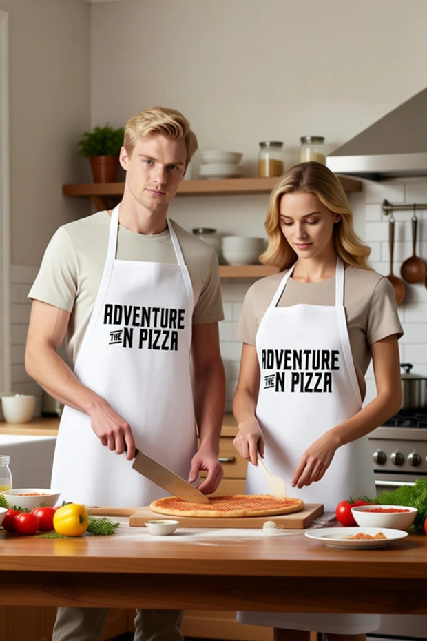 Unisex Kitchen Apron Pizza Themed Graphic Printed Retro Design Chef Casual Daily Modern Stylish Comfortable