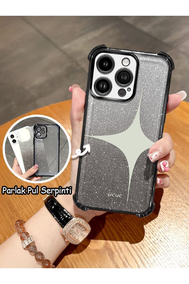iPhone 14 Pro Compatible Transparent Four Corner Silicone Coated Glossy Edge Case