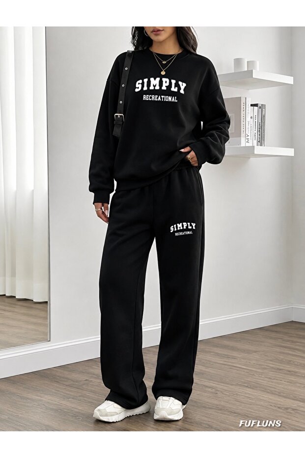 Simply Printed Women's Tube-Collar Bottom/Up Trouser Track Suit Set