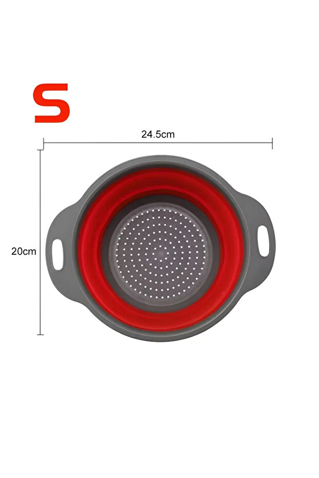 S Red 1PC 2PCS Silicone Folding Drainer Basket Fruit Vegetable Foldable Colander Kitchen Strainer fo