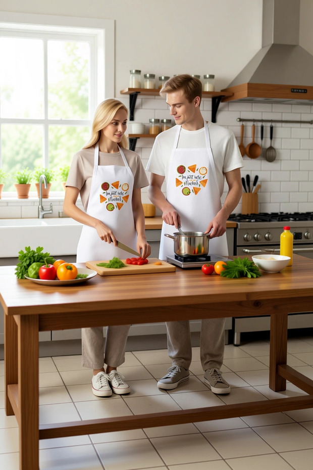 Unisex Kitchen Apron Nachos Printed Graphic Design Cook Relaxed Cut Daily Modern Stylish Comfortable Elegant