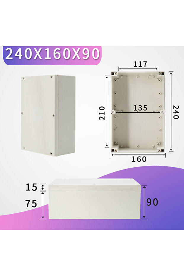 صندوق بلاستيكي مقاوم للماء للاستخدام الخارجي F240-160-90، علبة إلكترونية للمشاريع، حافظة أدوات كهربائية
