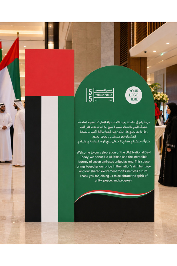 UAE 55th National Day Backdrop – Golden Jubilee Milestone Design –10mm forex board