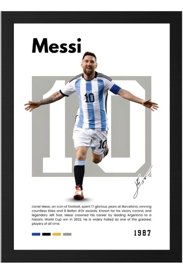 Argentina Soccer Player A4 Football Wall Art for Bedroom with Outer Frame