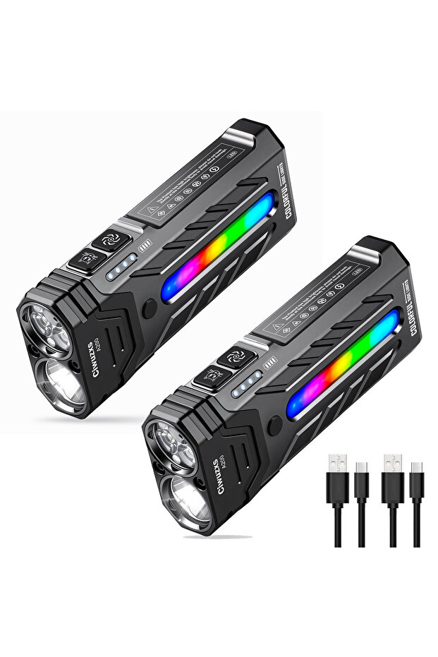 مصباح يدوي LED محمول عالي الأداء بتركيز ثابت، بطارية 5600 مللي أمبير، طراز A200-2PCS YM-A200M، 5200 لومن