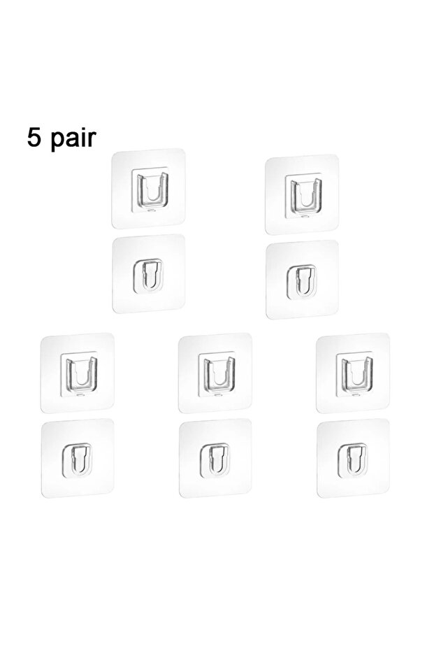 Double-Sided Adhesive Wall Hooks Multi-Purpose Transparent Hooks Waterproof Clothes Hats Towel Ho...