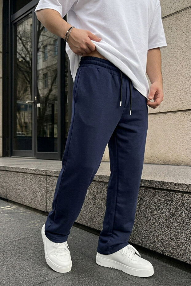 Men's Cotton Baggy Fit Comfortable Cut Knitted Sweatpants with Side Pockets