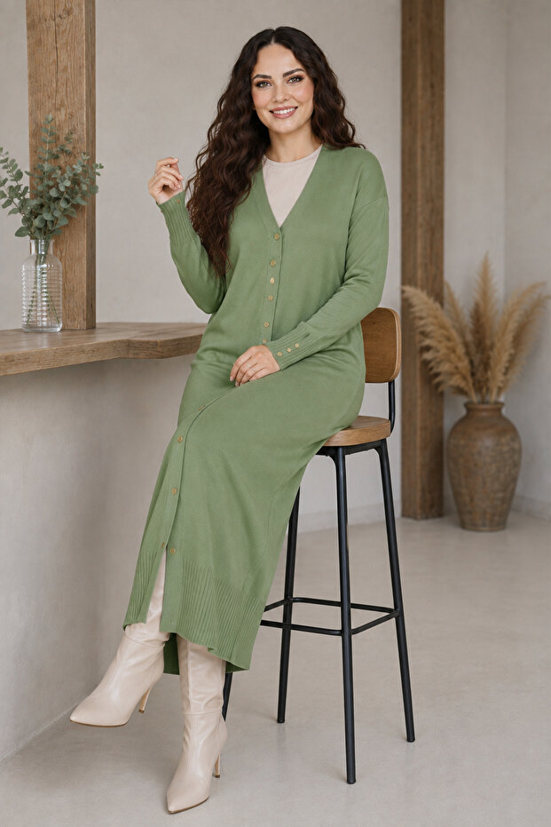 Mercerized Long Cardigan N3250 Çağla