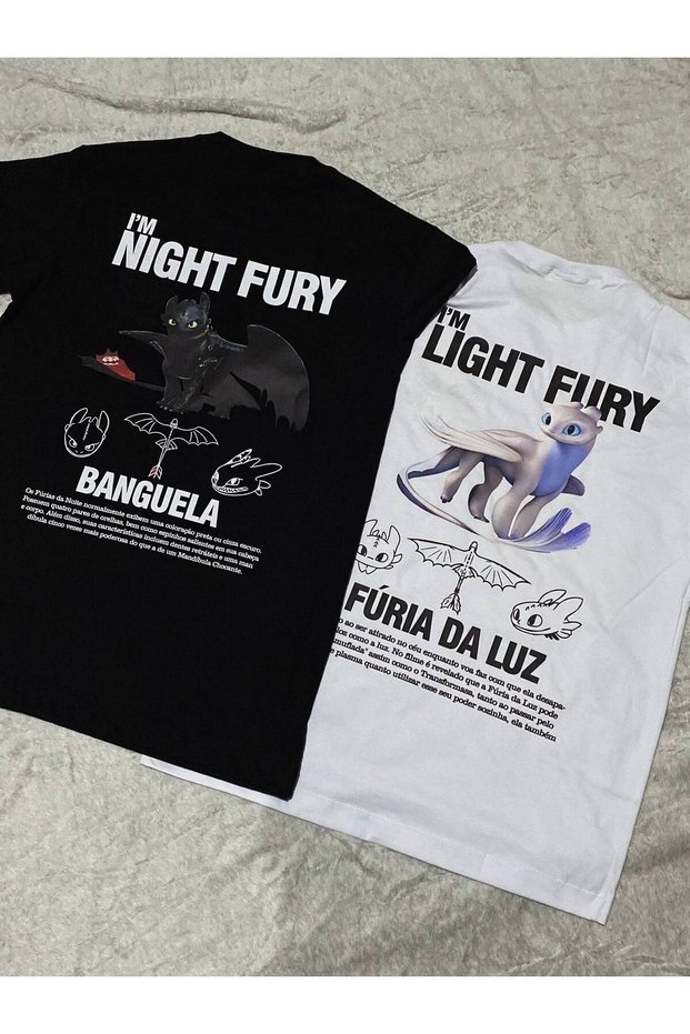 I'M Night Fury-I'M Light Fury Back Print Lover Friend Matching T-Shirt