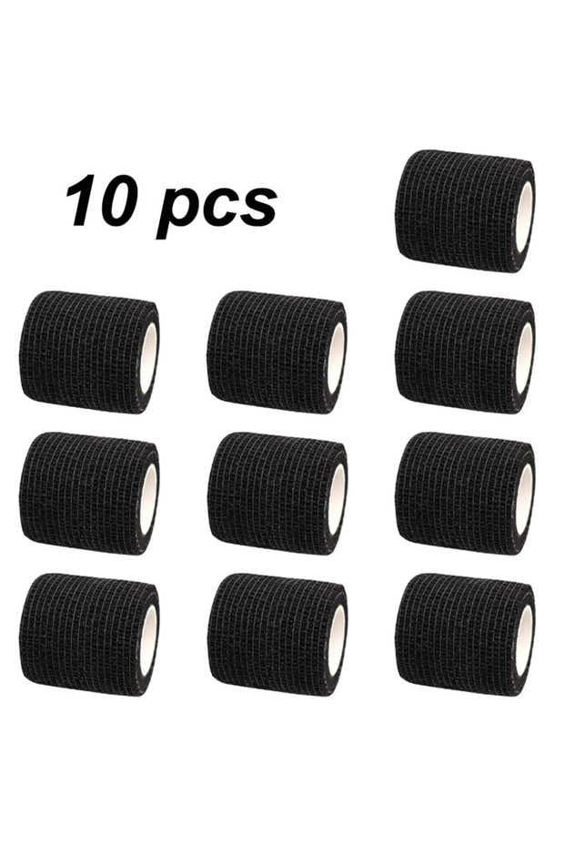 5 سم × 4.5 متر أسود 10 لفات شريط لف رياضي ذاتي اللصق ضمادة مرنة واقية للركبة