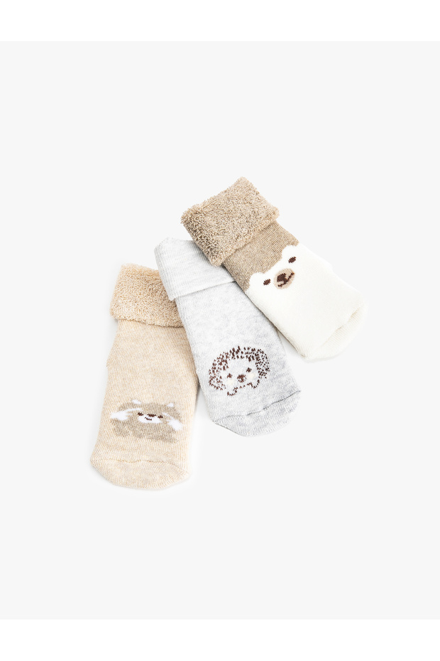 Animal Patterned 3-Piece Towel Socks Set