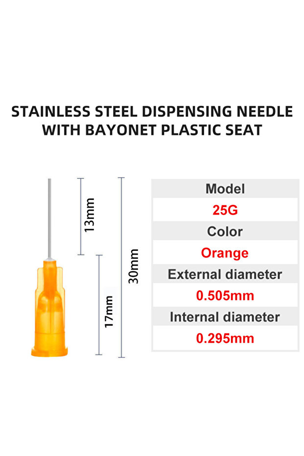 13mm 25G 100pcs 100pcs 13mm Dispensing Needle Glue Needle 0.5 Inch Suitable for All Glues Liquid Sol