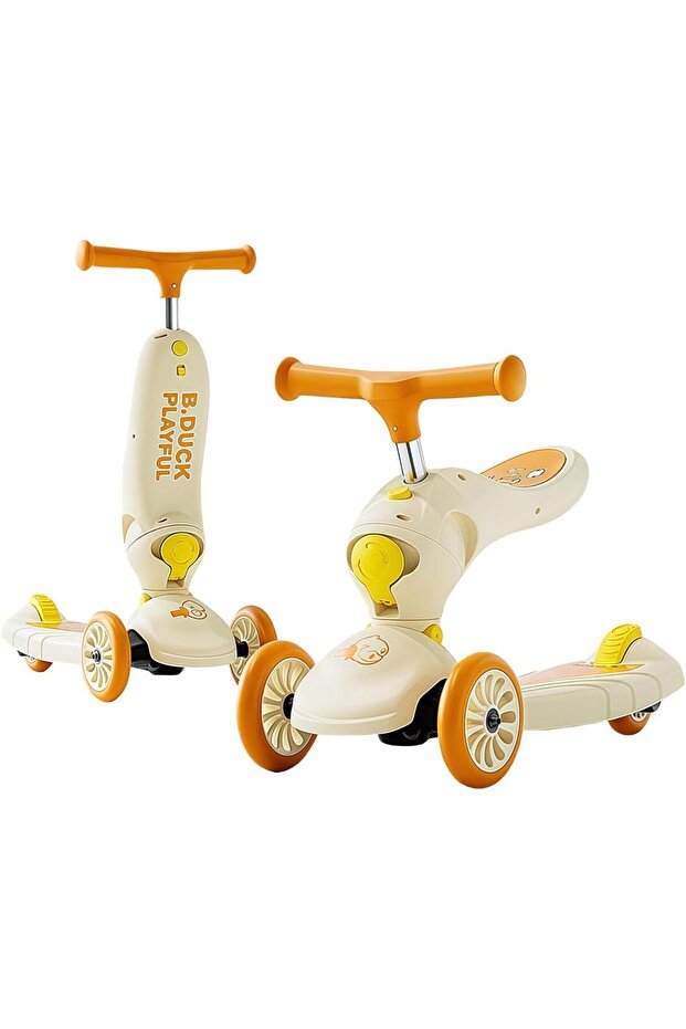 SHARPDO 2 in 1 Kick Scooter for Kids, with Flashing Wheels and Adjustable Seat, Lightweight and Dura