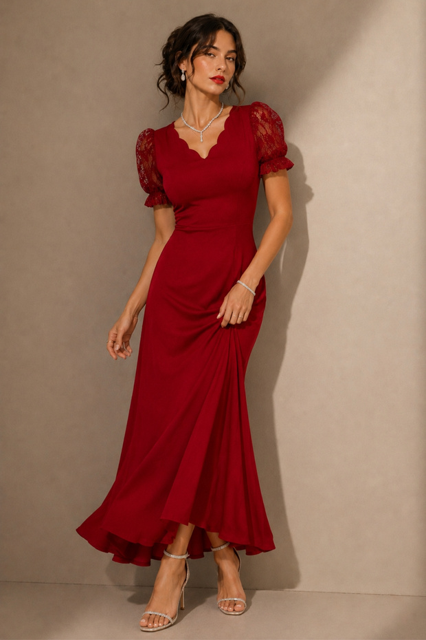 Women's Short Sleeve V-Neck Long Janjan Dress