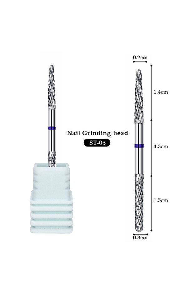 ST-05 Double Headed Alloy Nail Drill Bits Tungsten Steel Remove Cuticle Nail Polish Head Electric Po