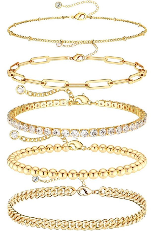 Bracelet Sets for Women - 3 Styles Dainty Layered Chain Bracelets