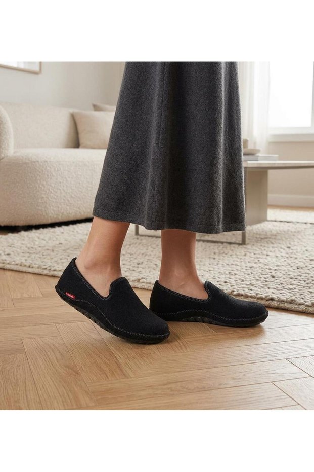 Puffi Women's Natural Felt Non-Slip Sole Orthopedic Lightweight Anti-Cold Home Shoes Slippers