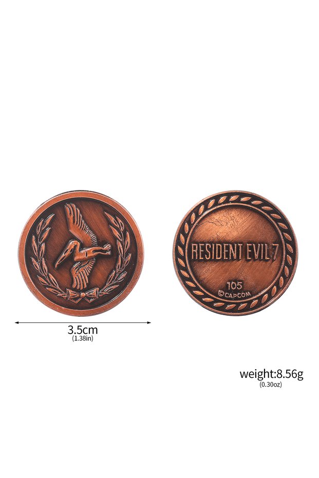 K00885 Game Commemorative Lion Statue Decryption Coins Keychain RPD Raccoon City Police Station Keyr