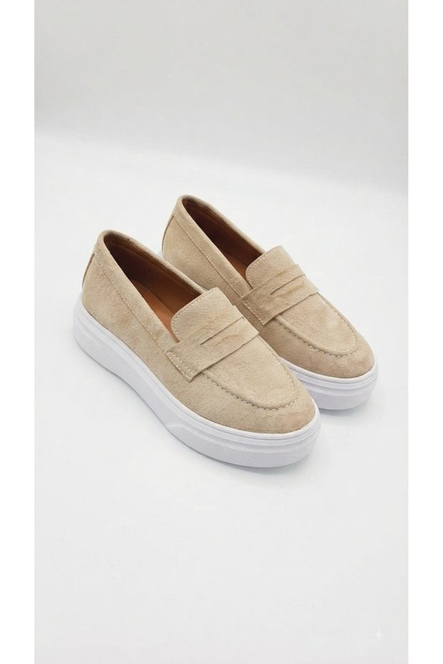 Boys' Beige Suede Lightweight and Flexible Loafer Classic Shoes