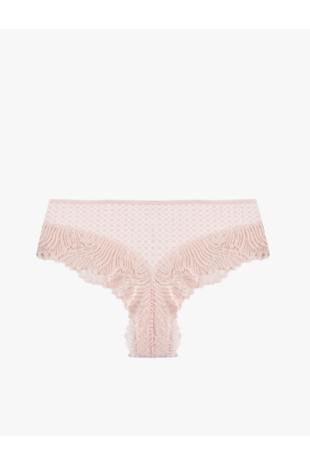 Comfortable Fit Cotton Lace Detailed Patterned Brazilian Panties