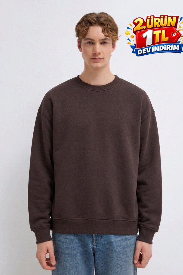 Men's 3 Thread Organic Trend Coffee Sweatshirt