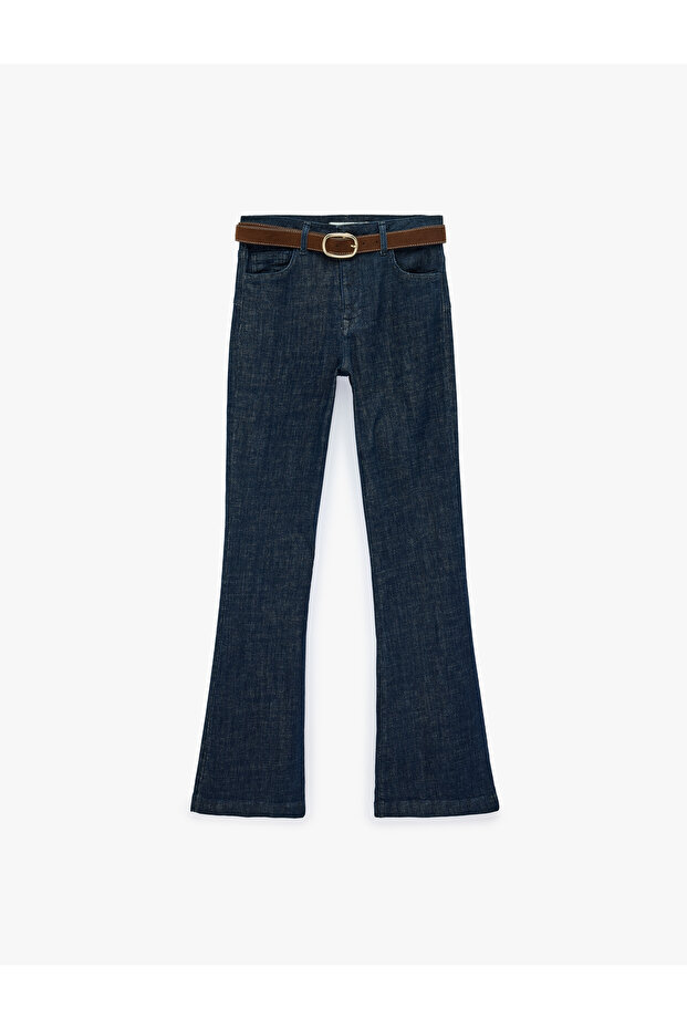 Slim Fit Spanish Flare Denim Pants with Pockets and Buttons - Flare Jeans