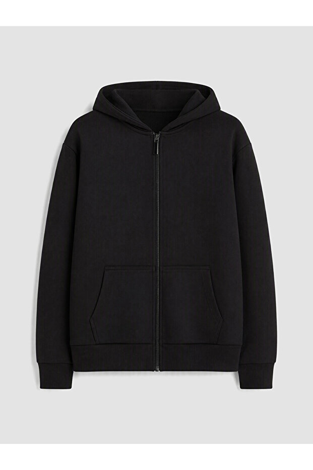 Black Hooded Girl's Cardigan