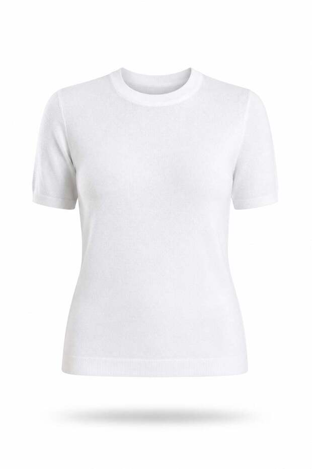 Ecru Crew Neck Short Sleeve Knitwear 5620