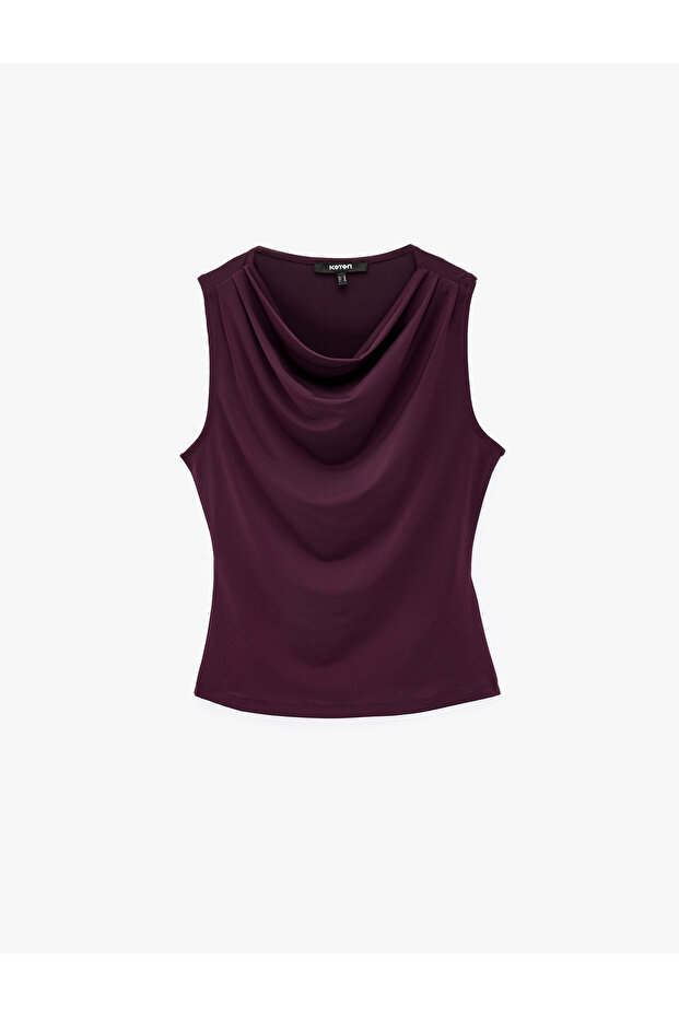 Slim Fit Sleeveless Draped Collar Undershirt