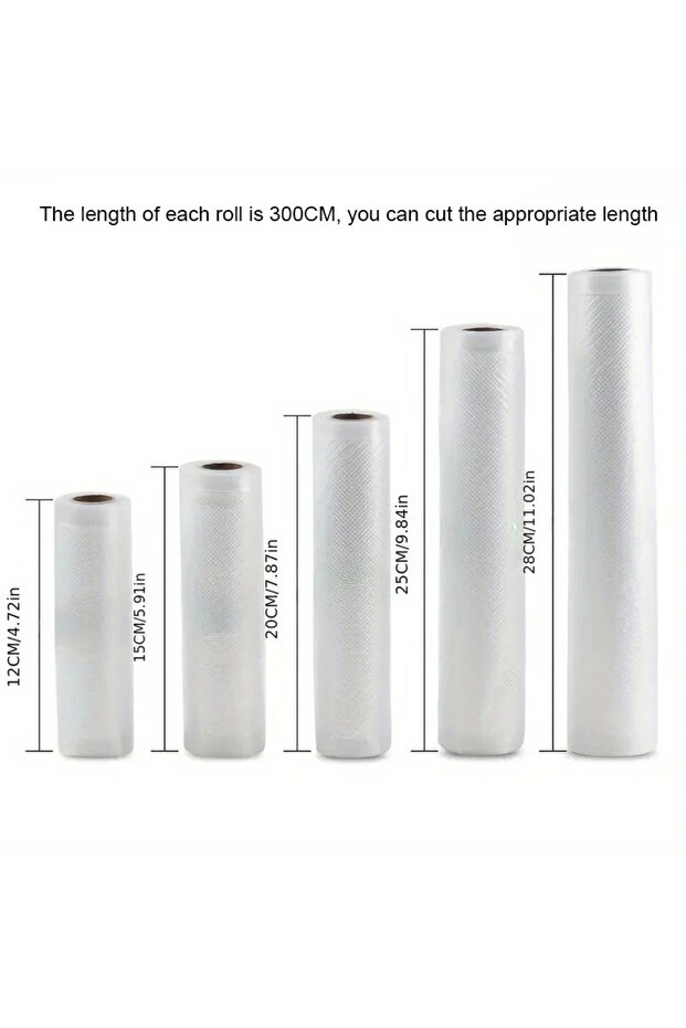 5 Roll 300CM BPA-free vacuum sealed bags with different widthsIdeal for meeting all your food Perfec