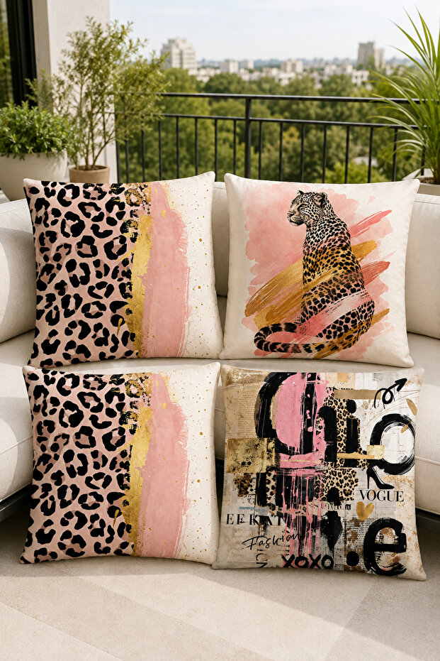 Pink Gold Leopard Pattern Decorative Throw Pillow Cover – Modern Fashion Design – (Double-Sided)