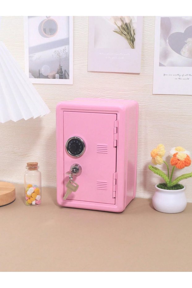 Pink Home Mini Safe - Small Lockable Storage Box With Combo & Key, Protects Valuables, Cash, Documen
