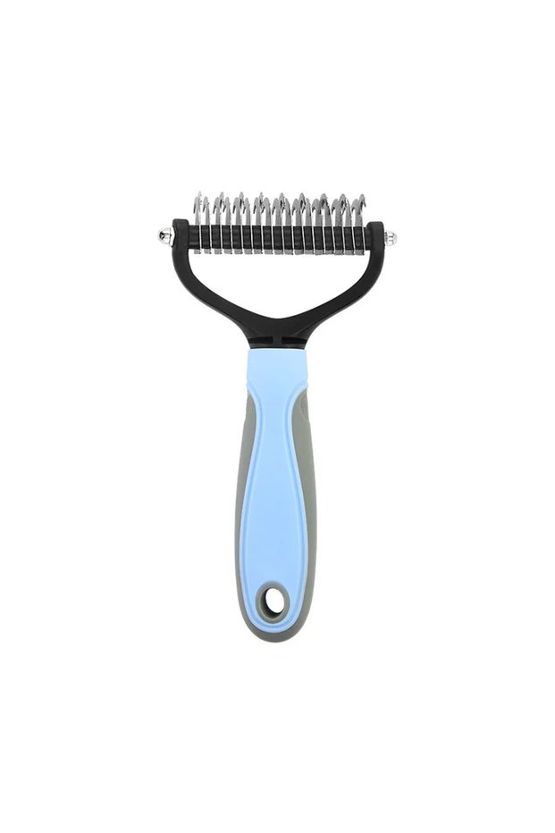 Blue L 17Teeth Cat Hair Removal Comb Dog Hair Removal Brush Stainless Steel Double Sided Pet Groomin